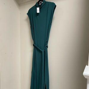 LOFT Green Mock Neck Midi Dress, size S